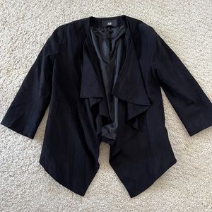 H&M cardigan sweater waterfall black drape cropped half sleeve 4 small